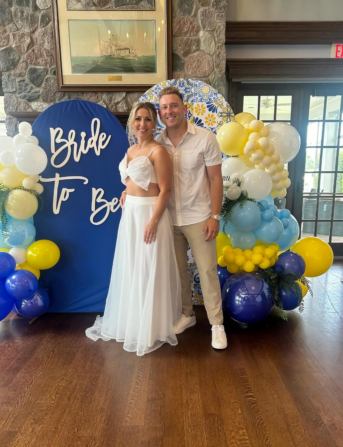 Adeyoo Blue Yellow Balloon Arch Kit Garland - Royal Blue and Yellow Balloons Pastel White Latex Balloon Bright Party Balloon for Birthday Baby Shower Anniversary Wedding Party Decorations
