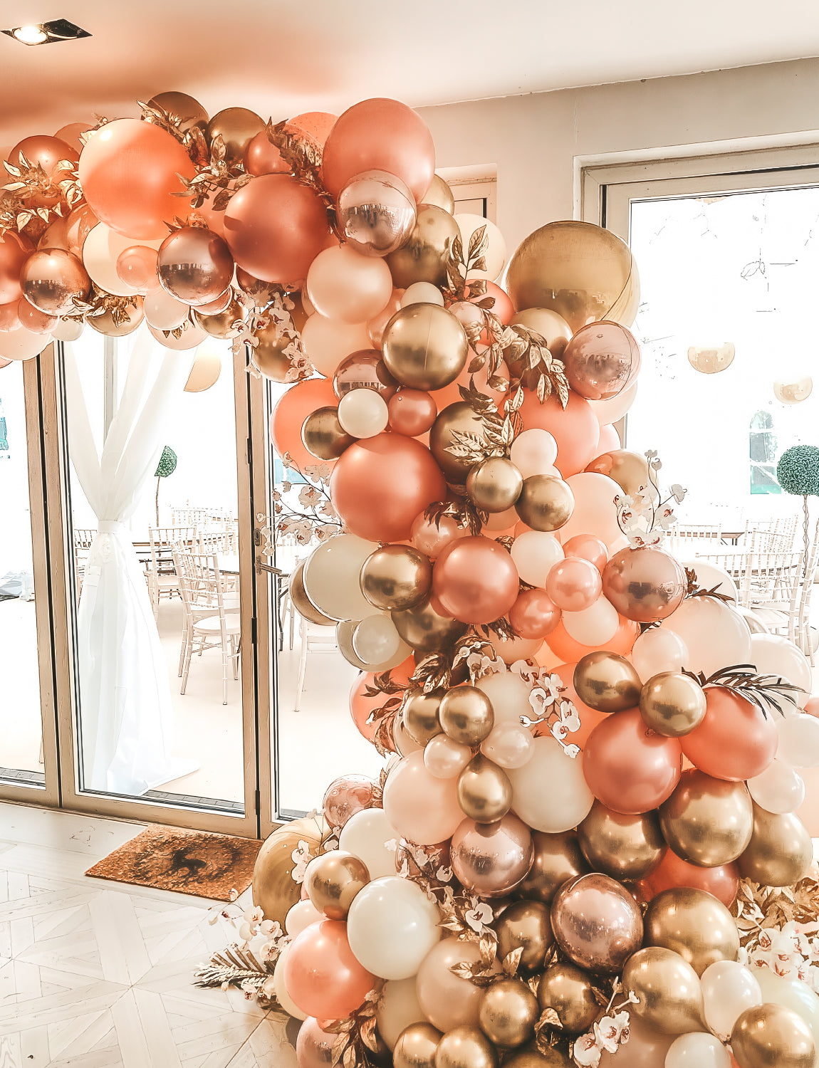 Adeyoo Rose Gold Balloon Arch Kit Garland - 127Pcs Rose Gold Balloons with White Latex Balloons, Glitter Confetti Balloon for Girl Women Birthday Baby Bridal Shower Wedding Retirement Party Decoration