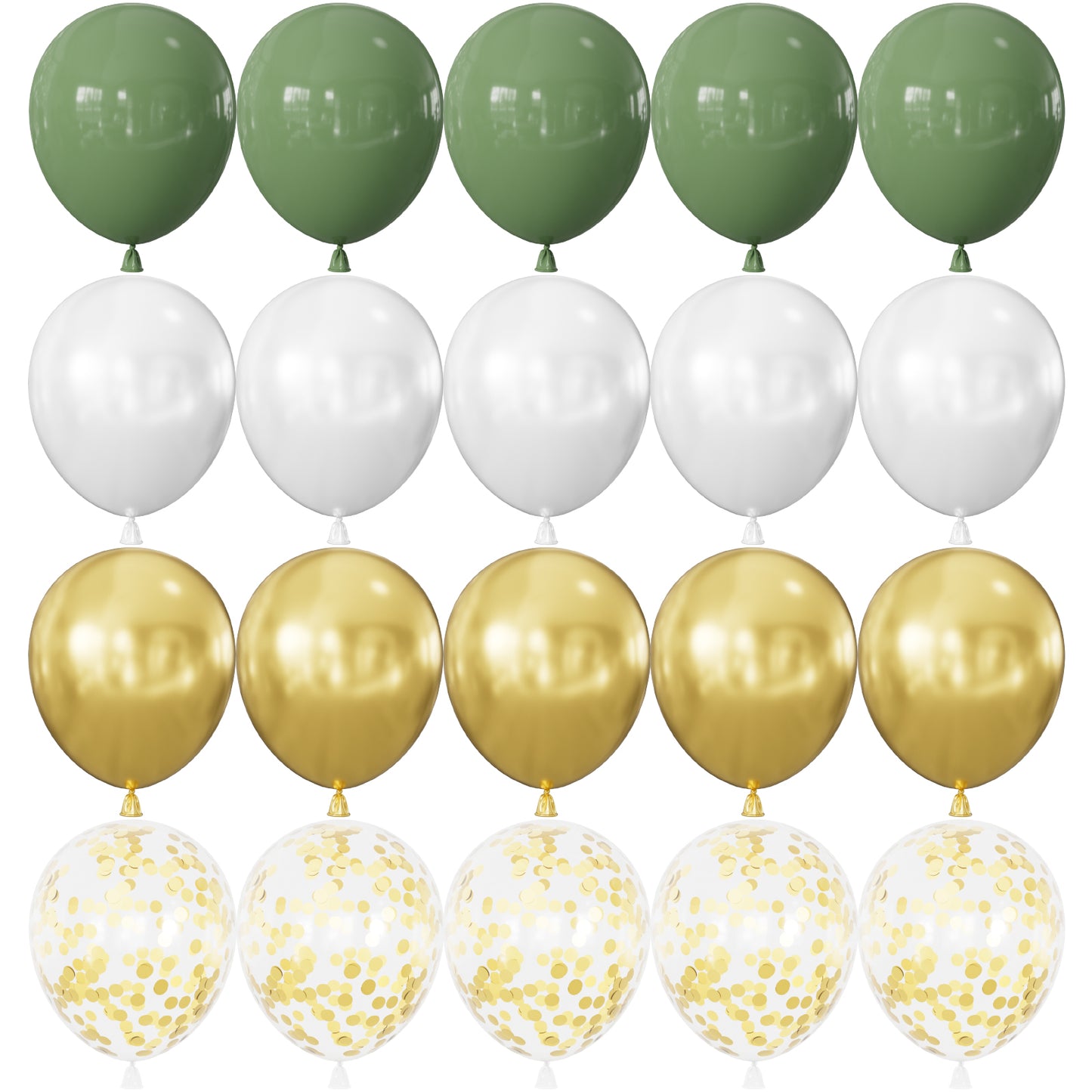 Adeyoo Sage Green Balloons - 50 Pcs 12 Inch Green and Gold Balloons, Sage Balloon with Gold and White Latex Confetti Balloon for Birthday Baby Shower Football Jungle Safari Theme Party Decorations