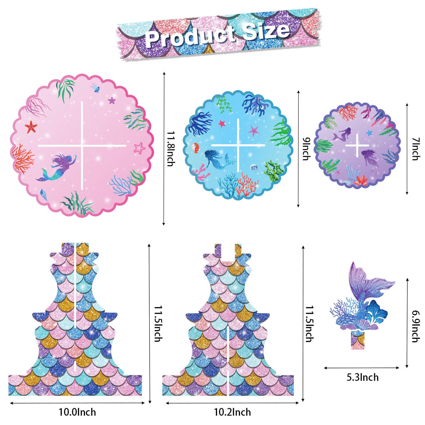 3 Tier Mermaid Cupcake Stand, Mermaid Party Decorations Mermaid Cupcake Holder for Dessert Table Display, Glitter Mermaid Cardboard Cupcake Stand, Under The Sea Party Supplies