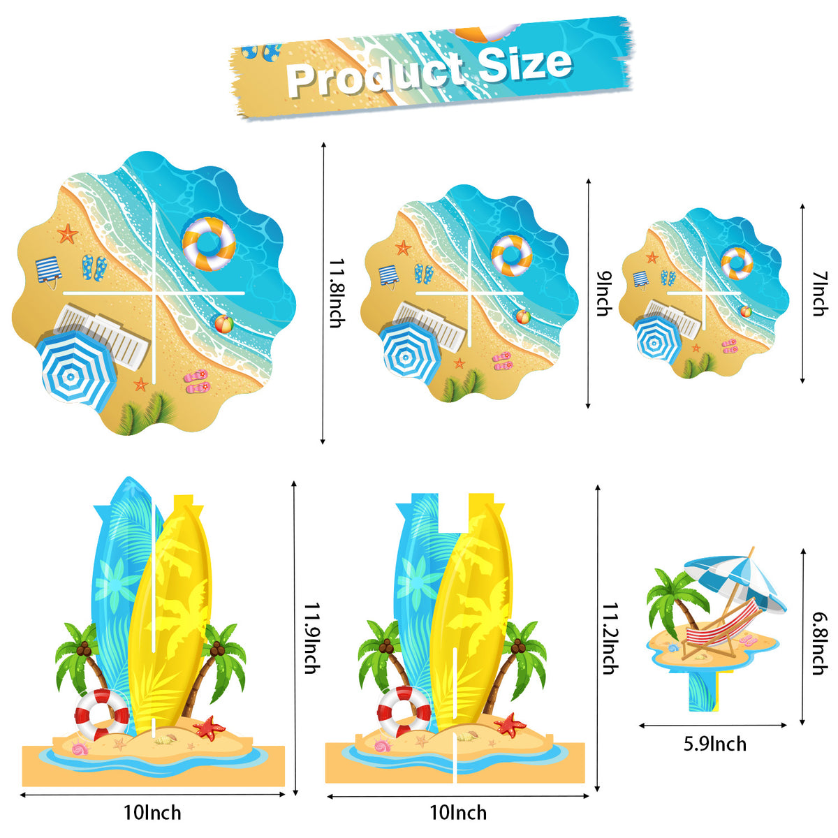 3 Tier Summer Beach Cupcake Stand, Pool Cupcake Holder Cardboard Cupcake Stand for Dessert Table Displays, Hawaiian Party Decorations for Summer Beach Tropical Pool Birthday