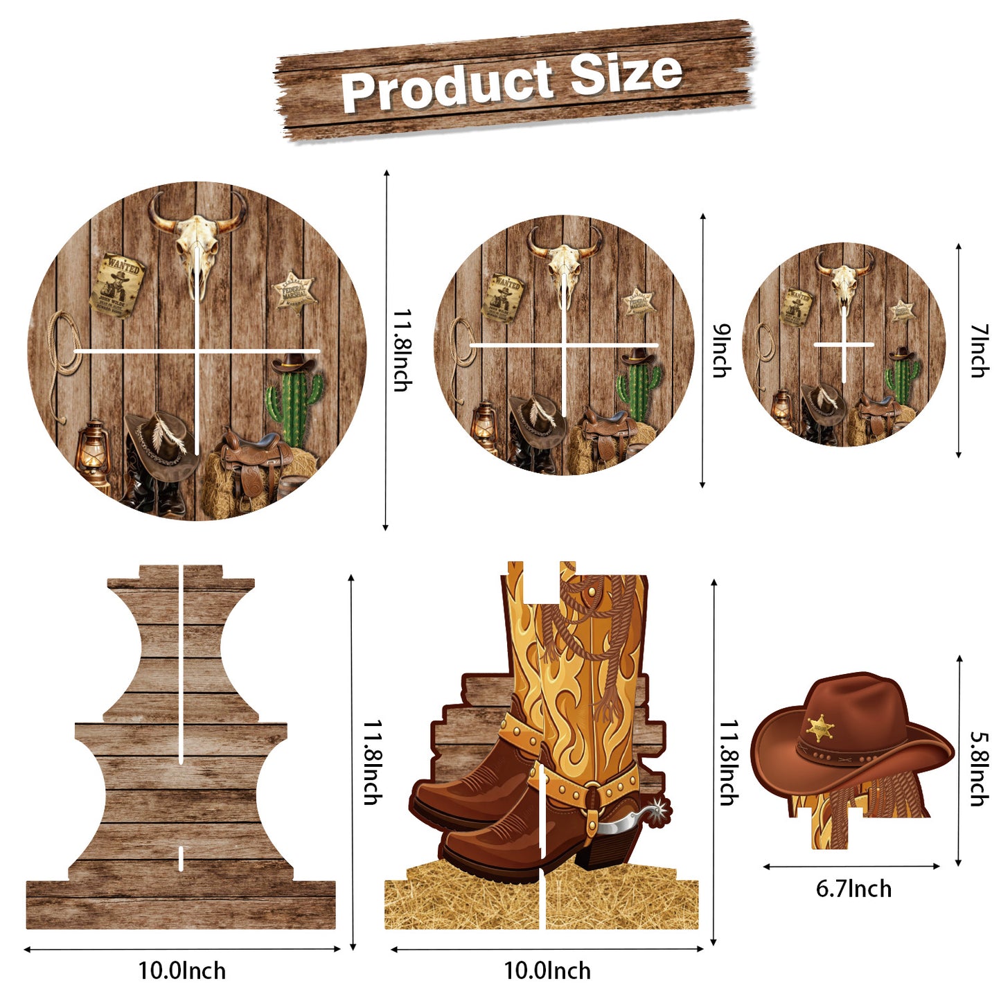 3 Tier Western Cowboy Cupcake Stand for Wild West Party Decorations Western Cupcake Holder, Cardboard Cupcake Stand for Dessert Table Display, Cowboy Birthday Baby Shower Party Decorations