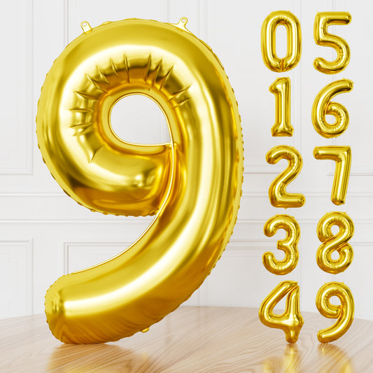 Gold Number 9 Balloon – 40 Inch Giant Foil Number Balloon, Large Gold Number Balloons for Men Women Boys Girls Birthday Graduation Anniversary Party Decorations