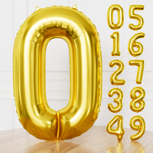 Gold Number 0 Balloon, 40 Inch Large Gold Foil Number Balloon, Mylar Number Balloons for Birthday, Anniversary, Graduation & Party Decorations for Men Women Boys Girls