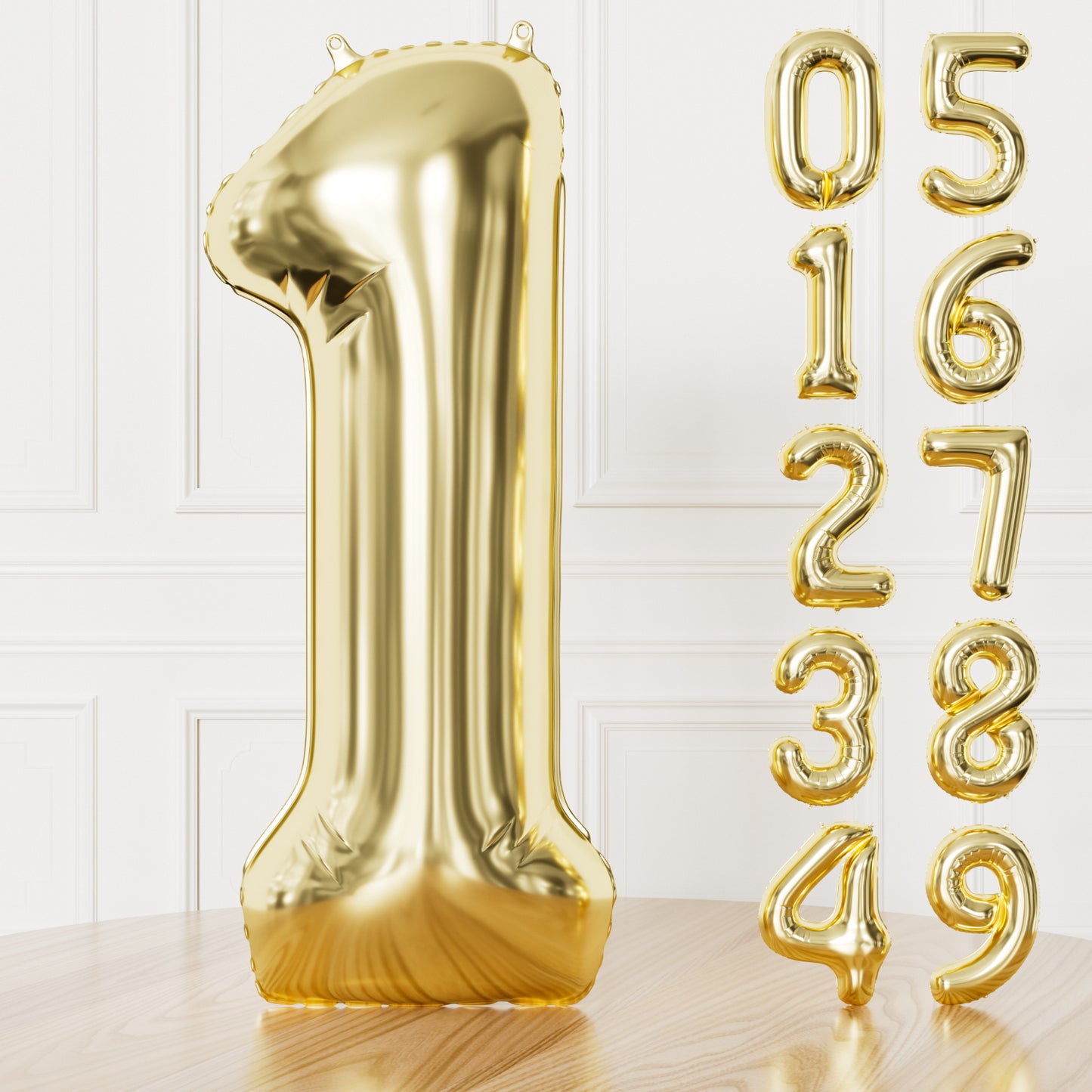 Adeyoo Light Gold Number 1 Balloon - 40 In Large Champagne Gold Foil Digital Balloons for Boys Girls, Self Inflating Number Balloons 0-9 for Women Men Birthday Anniversary Party Decorations
