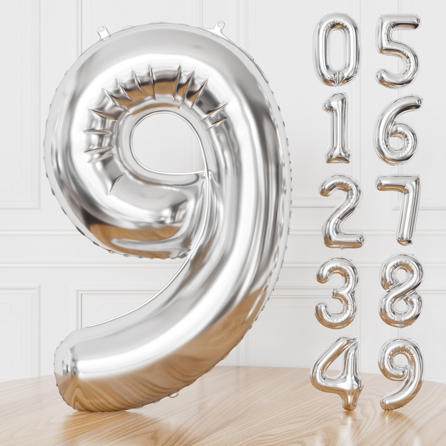 Silver Number 9 Balloon - 40 Inch Silver Number Balloon, Large Silver Foil Balloons for Men Women Boys Girls Birthday Graduation Anniversary Party Decorations