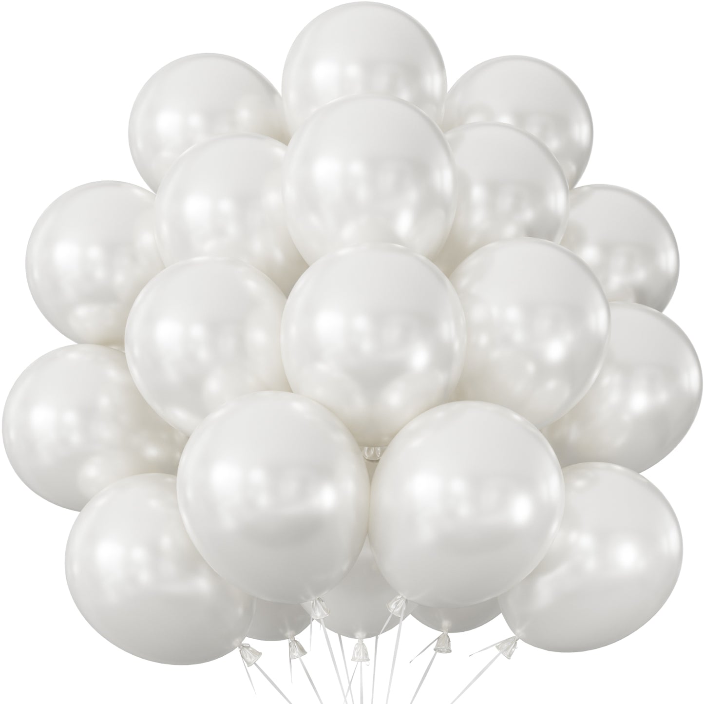 Adeyoo Pearl White Balloons 12 inch, 50pcs White Latex Balloons Round Party Balloon for Wedding, Engagement, Baby Shower, Birthday Party Decorations