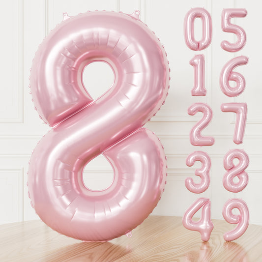 Adeyoo Pink Number 8 Balloons – 40 Inch Giant Foil Number Balloon, Light Pink Number Balloon for Girls Birthday, Baby Shower & Princess Theme Party Decorations