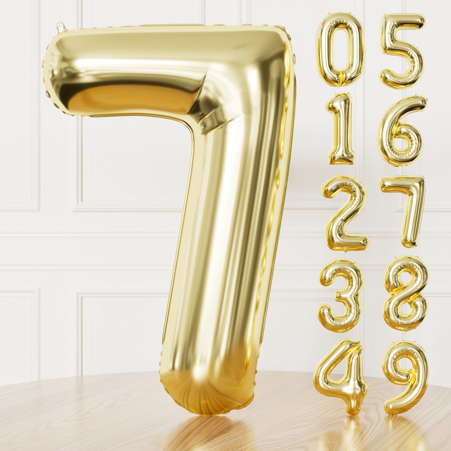 Adeyoo Light Gold Number 7 Balloon - 40" Giant Champagne Gold Number Balloons 0-9 Set, Self Inflating Digital 7 Balloon for Girls Boys Women Men Birthday Graduation Anniversary Party Decorations