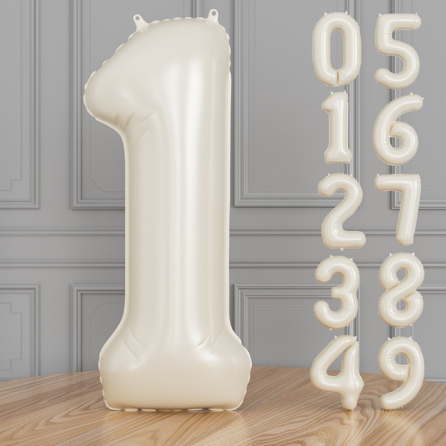 Adeyoo Cream Number 1 Balloons – 40 Inch Giant Foil Number Balloon, Light Cream Big Number Balloon for Birthday Anniversary Baby Shower Party Decorations