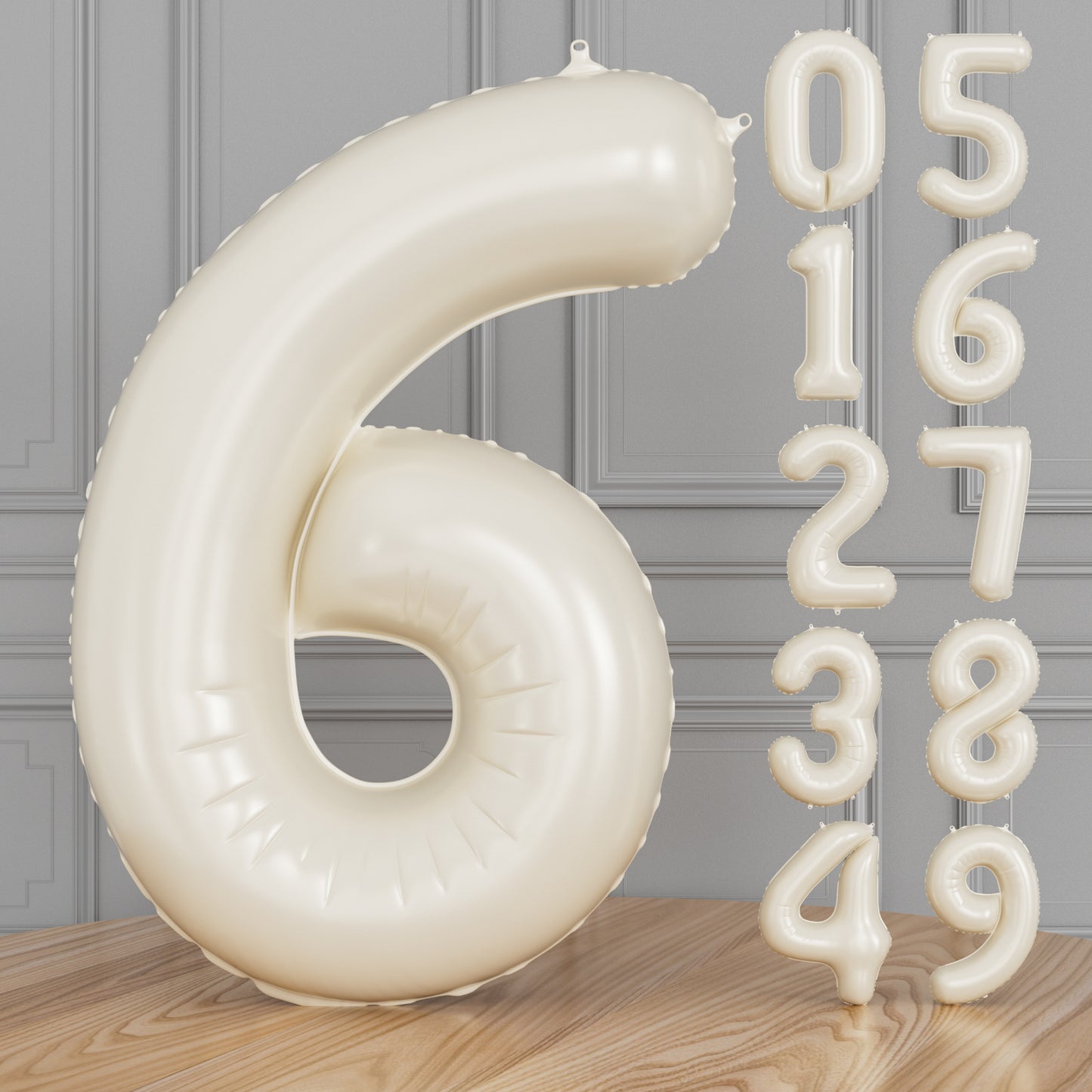 Adeyoo Cream Number 6 Balloons – 40 Inch Giant Foil Number Balloon, Light Cream Number Balloon for Birthday Anniversary Baby Shower Party Decorations