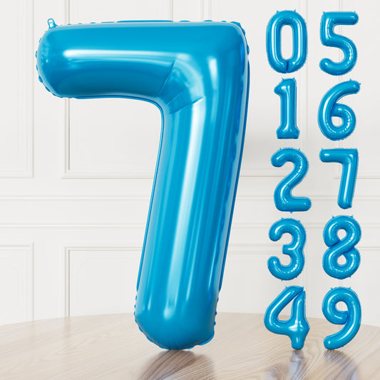 Adeyoo 40 Inch Blue Number 7 Balloon - 7th Birthday Balloons for Boys, Self Inflating Foil Number Balloons 0-9 for Men Birthday Anniversary Graduation Party Decorations, Photo Shoot Supplies