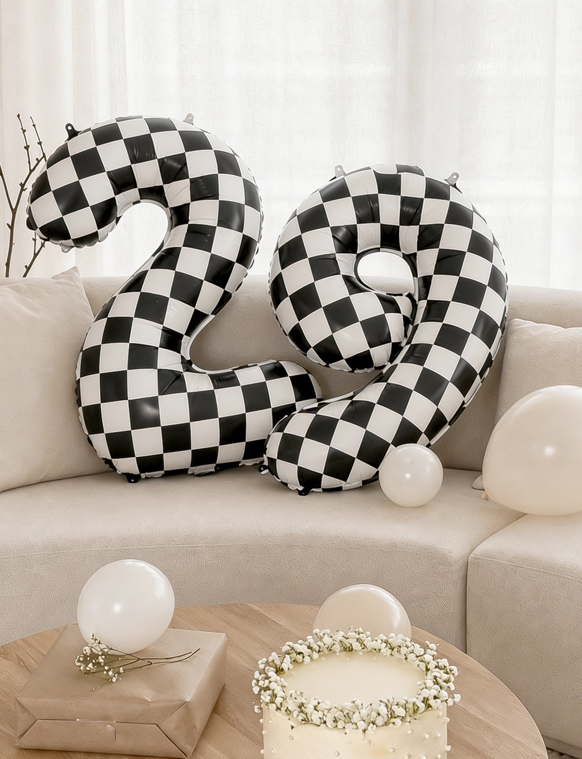 40 Inch Checkered Number 9 Balloon for Racing Birthday Decorations Large Number 9 Balloon, Black and White Foil Balloon for Birthday, Baby Shower, Race Car and Checkered Flag Party Decorations