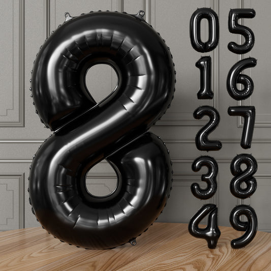 Adeyoo Black Number 8 Balloons – 40 Inch Giant Foil Number Balloon, Black Number Balloon for Men Women Boys Girls Birthday Graduation Anniversary Party Decorations