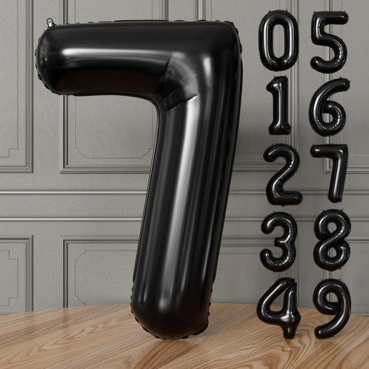 Adeyoo Black Number 7 Balloons – 40 Inch Giant Foil Number Balloon, Black Number Balloon for Men Women Boys Girls Birthday Graduation Anniversary Party Decorations