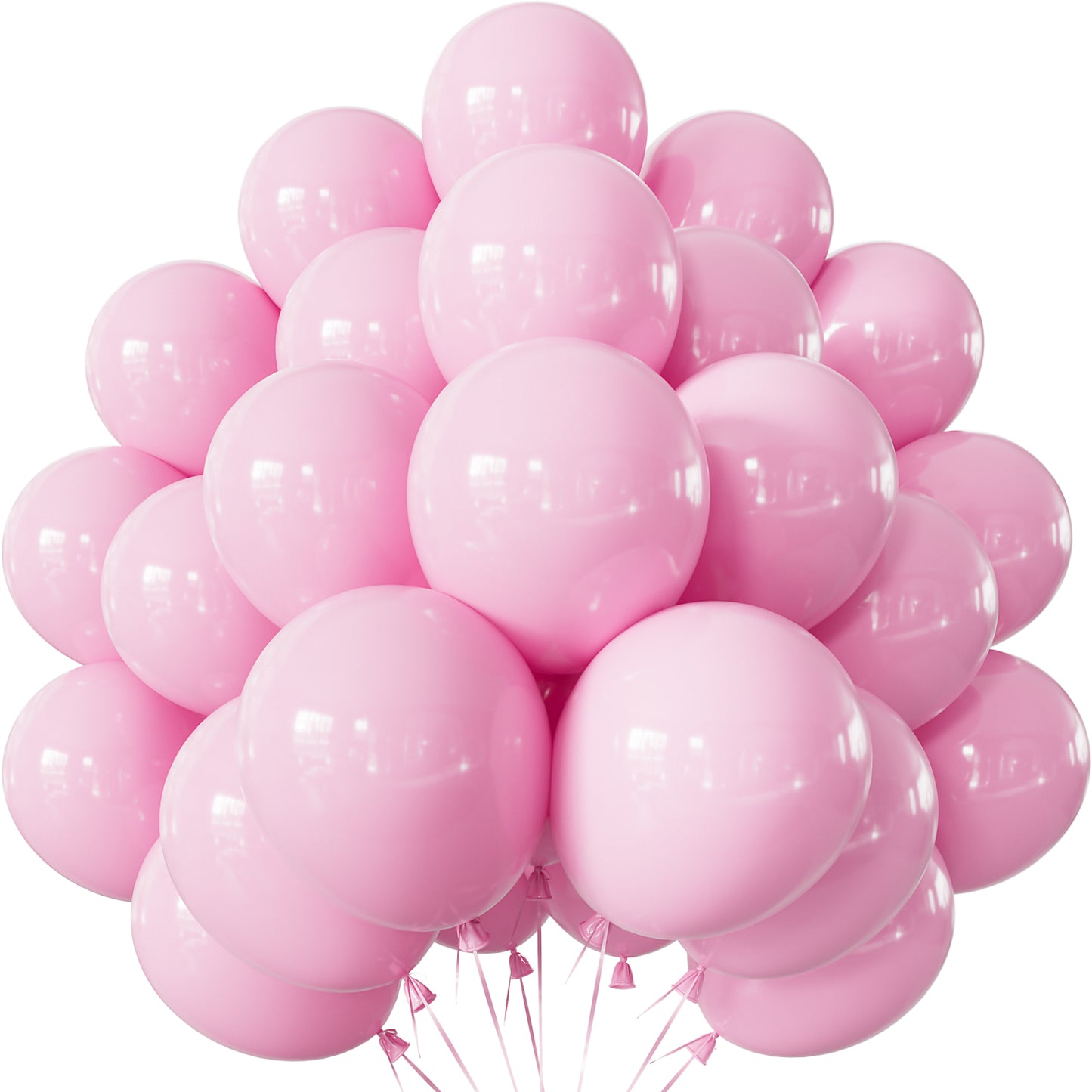 Adeyoo Light Pink Balloons Latex Balloons - 12 Inch Pastel Baby Pale Pink Latex Balloon, Bright Party Balloon with Ribbons for Baby Shower Gender Reveal Birthday Wedding Party Decorations, 50 Pcs