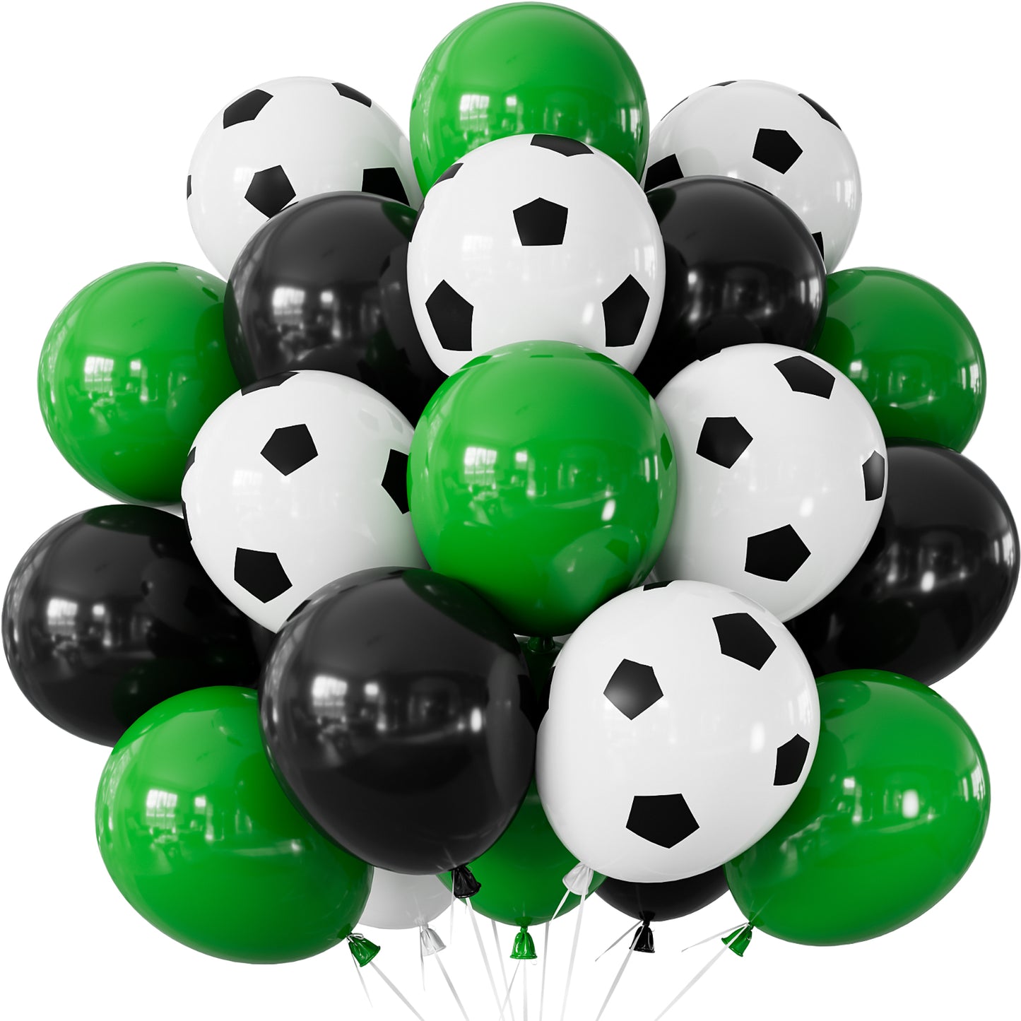 Green and Black Football Balloons - 50 Pcs Green and Black Balloons with Football Print Latex Balloon Bright Party Balloon for Soccer Sport Theme Birthday Party Decorations