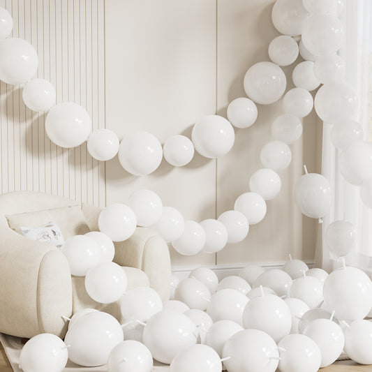White Linking Balloons, 100 Pcs 6 & 10 Inch Quick Link Latex Balloons for Balloon Arch, Chain & Wall Decorations, Wedding, Birthday & Baby Shower