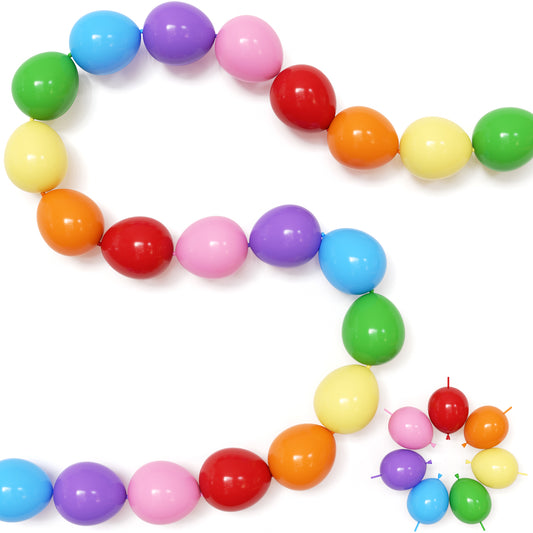 Colorful Linking Balloons, 100 Pcs Link Balloons for Arch and Wall 6 Inch Rainbow Quick Link Balloons, Multicolor Latex Balloon with Tail for Birthday Carnival and Circus Party Decor, 7 Colors