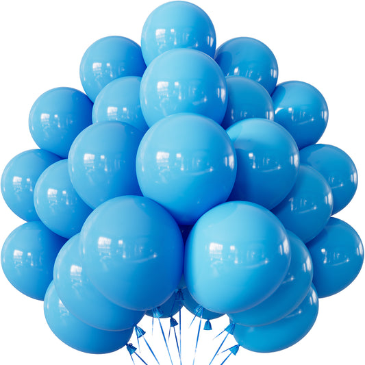 Adeyoo Light Blue Balloons -12 Inch Pastel Blue Balloons 50Pcs Baby Sky Latex Balloon with Ribbons, Bright Party Balloon for Baby Shower Gender Reveal Birthday Wedding Party Decorations
