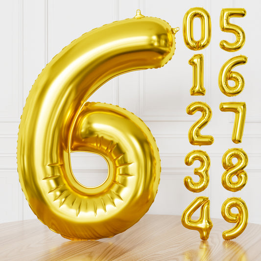 Gold Number 6 Balloon – 40 Inch Giant Foil Number Balloon, Gold Number Balloons for Men Women Boys Girls Birthday Graduation Anniversary Party Decorations
