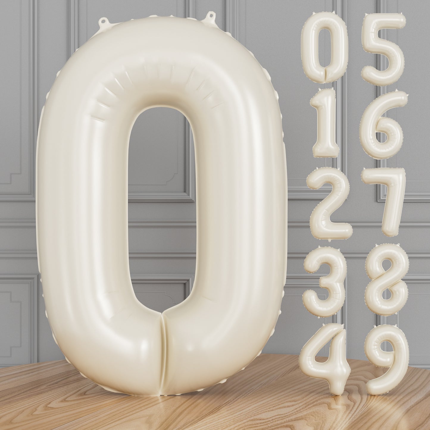 Adeyoo Cream Number 0 Balloons - 40 Inch Number Balloons Big Light Cream Foil Balloon, Mylar balloon for Birthday Anniversary Baby Shower Party Decorations