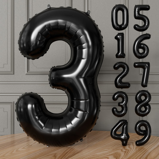 Adeyoo Black Number 3 Balloons – 40 Inch Giant Foil Number Balloon, Black Number Balloon for Men Women Boys Girls Birthday Graduation Anniversary Party Decorations