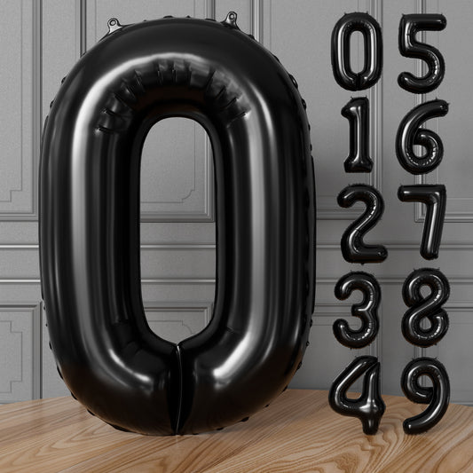 Adeyoo Black Number 0 Balloons - 40 Inch Number Balloons Big Black Foil Balloon, Mylar Balloon for Men Women Boys Girls Birthday Baby Shower Party Decorations