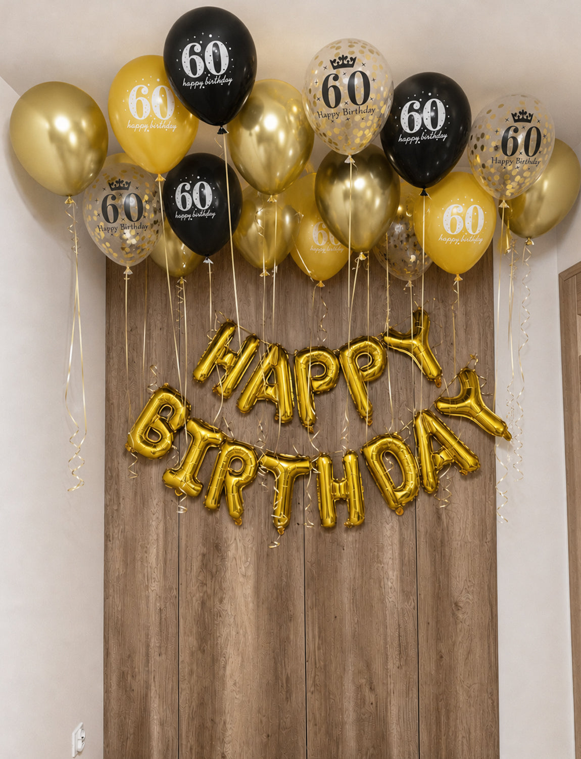 60th Birthday Balloons, 24 Pcs Black Gold Balloons for Men & Women 12 Inch Black and Gold Birthday Balloons, Gold Confetti Latex Balloons, 60th Birthday Decorations for Him & Her