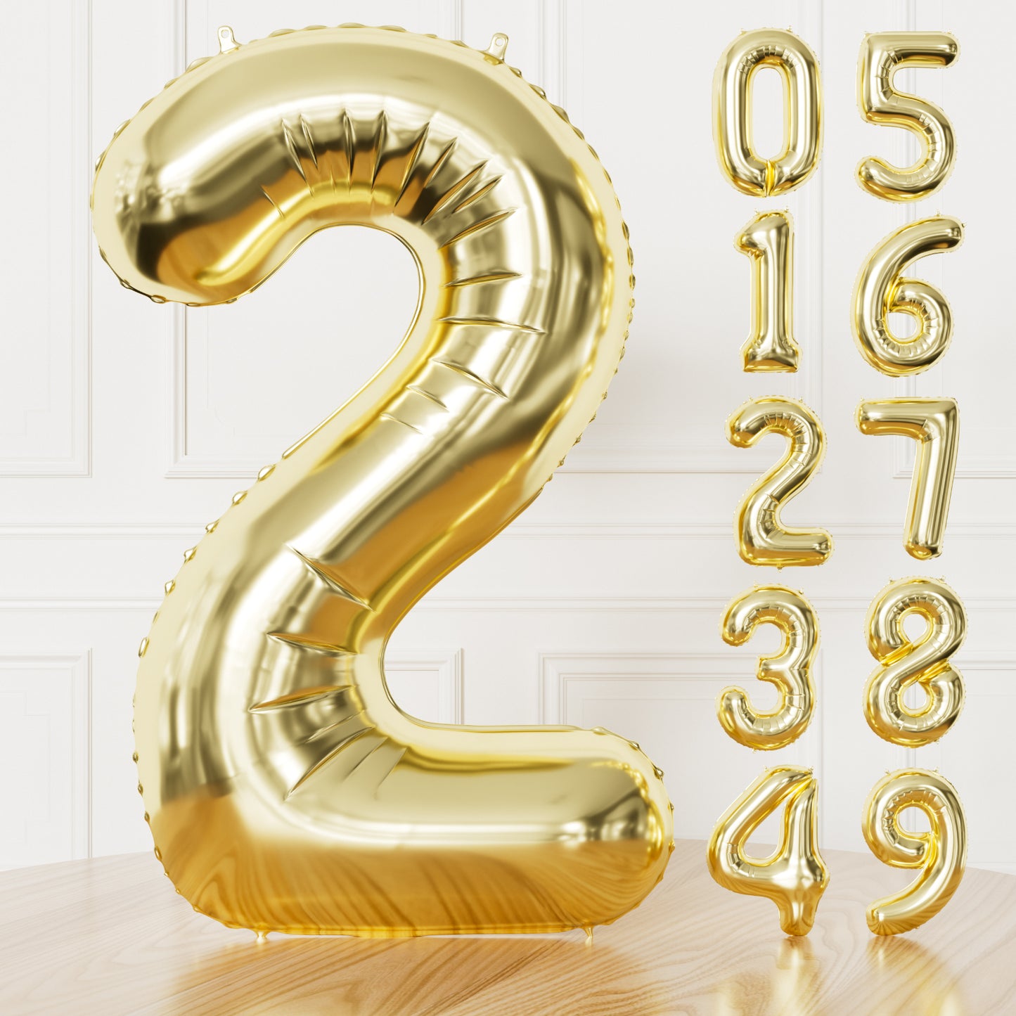 Adeyoo Champagne Gold Number 2 Balloon - 40 Inch Large Self Inflating Foil Digital 2 Balloon, Light Gold Number Balloons 0-9 for Boys Girls Women Men Birthday Anniversary Graduation Party Decorations