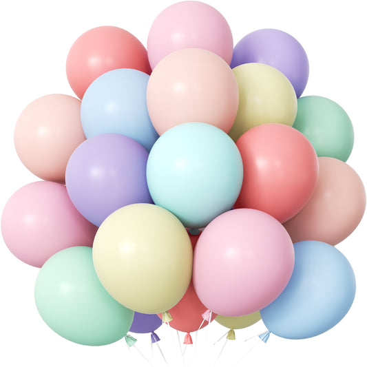 Pastel Balloons, 50 Pcs 12 Inch Pastel Rainbow Balloons, 8 Colours Colourful Macaron Latex Balloons, Multicoloured Balloons for Birthday Baby Shower Wedding Easter Unicorn Party Decorations