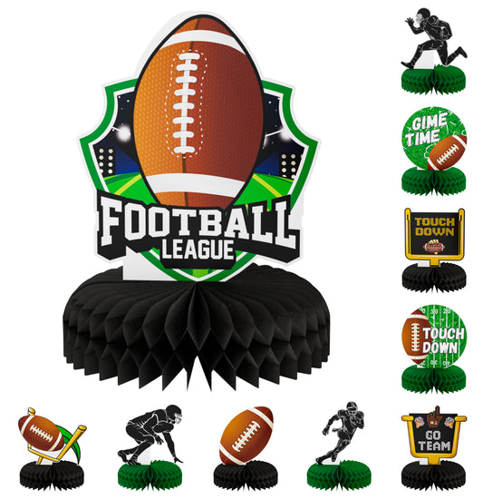 Adeyoo 10Pcs Football Party Honeycomb Centerpieces,Football Centerpieces for Table Birthday Party Centerpiece Topper Decorations for Birthday Baby Shower Tailgate Party Supplies