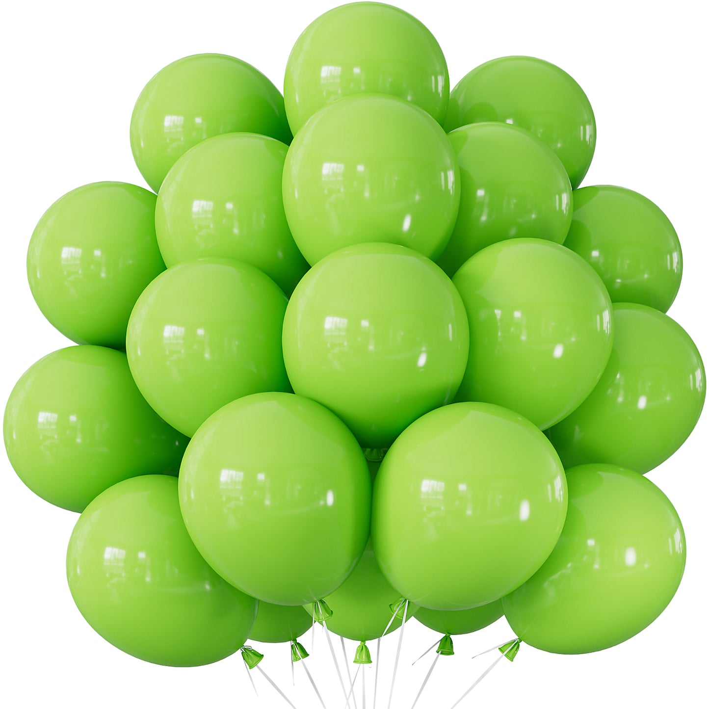 Adeyoo Lime Green Balloons - 50 Pcs Light Green Latex Balloons 12 Inch Round Balloon with Ribbons, Strong Thicken Party Balloon for Birthday St. Patrick's Day Jungle Safari Theme Party Decorations