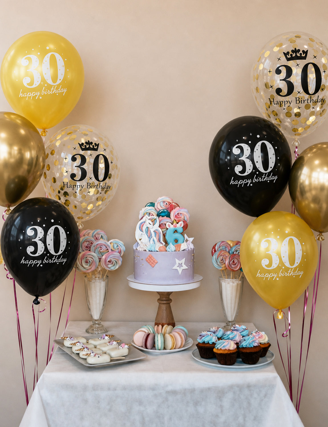 30th Birthday Balloons, 24 Pcs Black and Gold Balloons for Men Women 12Inch Black and Gold Balloons with Confetti balloons, Black and Gold 30th Birthday Decorations for Him & Her
