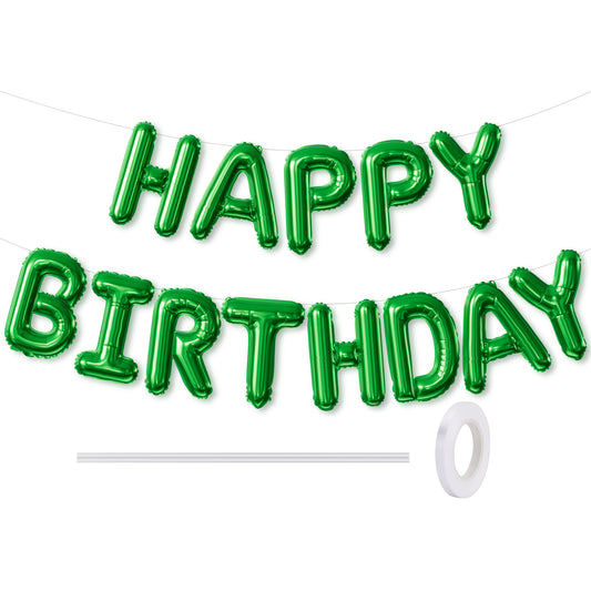 Green Happy Birthday Balloons Banner - 16 Inch Green Birthday Foil Balloon Big Letter Balloons Self Inflating Hbd Sign Balloon for Women Men Birth Party Decorations
