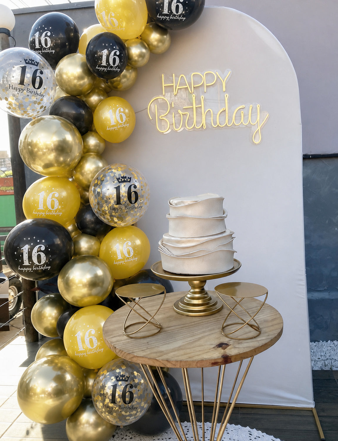 16th Birthday Balloons, 24 Pcs Black and Gold Balloons for Men Women 12Inch Black and Gold Balloons with Confetti balloons, Black and Gold 16th Birthday Decorations for Him & Her