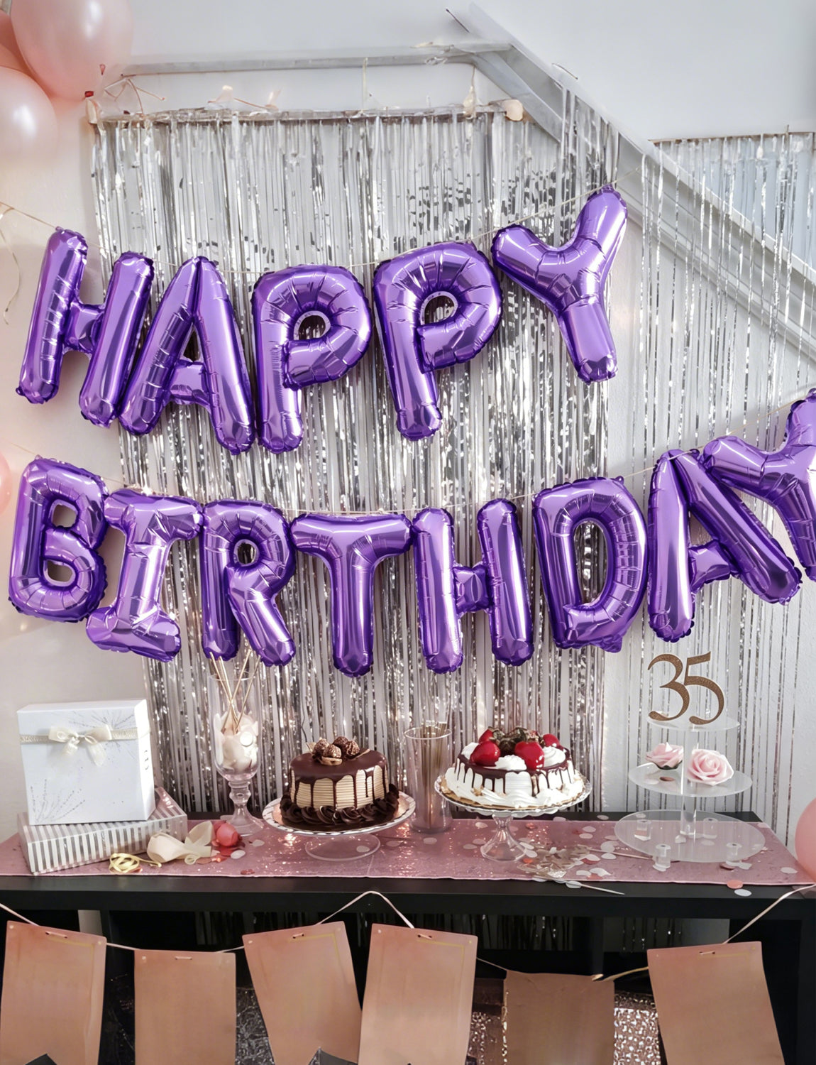 Dark Purple Happy Birthday Balloons Banner - 16 Inch Purple Birthday Foil Balloon Big Letter Balloons Self Inflating Hbd Sign Balloon for Women Men Birth Party Decorations