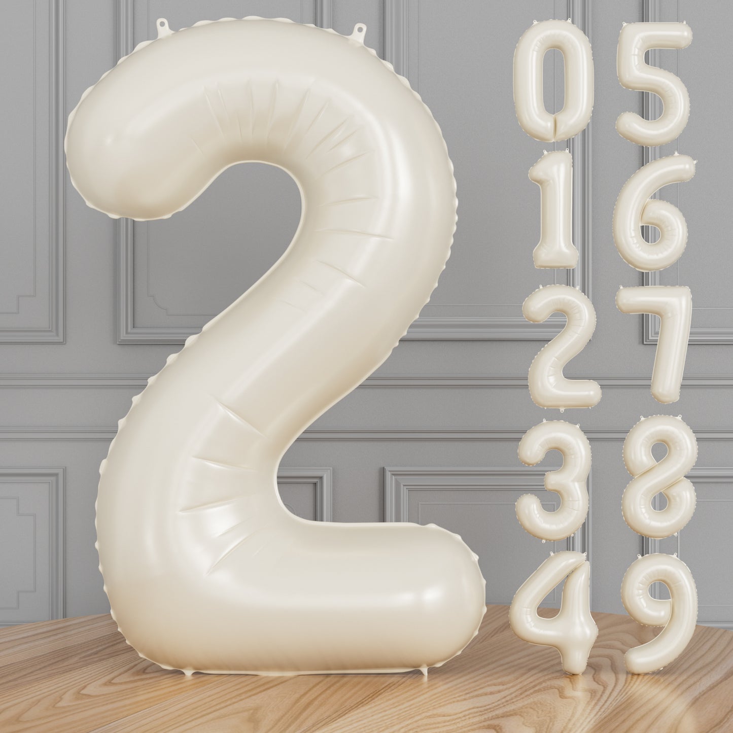 Adeyoo Cream Number 2 Balloons – 40 Inch Giant Foil Number Balloon, Light Cream Number Balloon for Birthday Anniversary Baby Shower Party Decorations