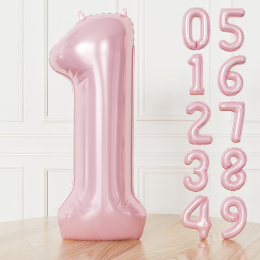 Adeyoo Pink Number 1 Balloons – 40 Inch Giant Foil Number Balloon, Light Pink Big Number Balloon for Girls Birthday, Baby Shower, Princess Theme Party Decorations