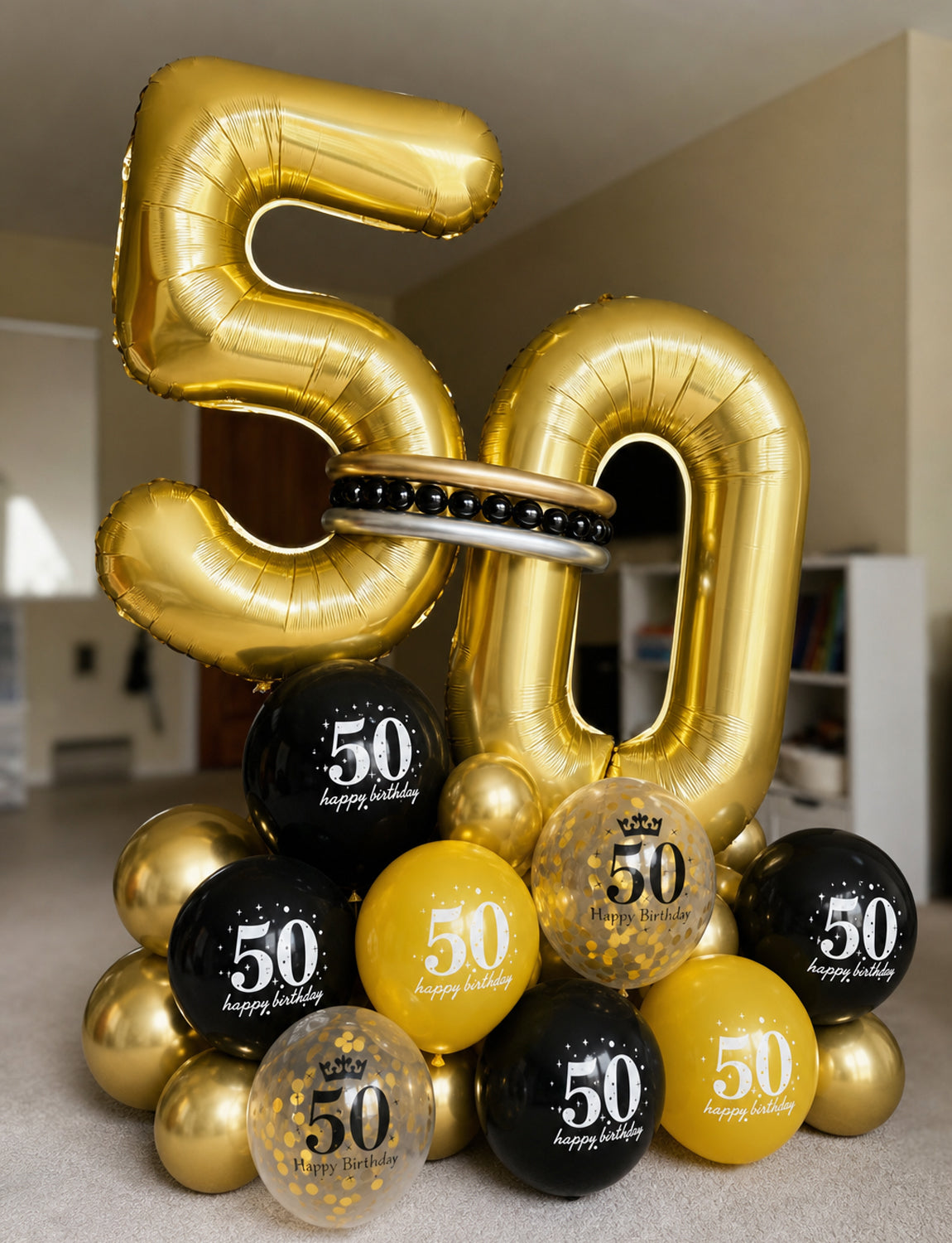 50th Birthday Balloons, 24 Pcs Black Gold Balloons for Men & Women 12 Inch Black and Gold Birthday Balloons, Gold Confetti Latex Balloons, 50th Birthday Decorations for Him & Her