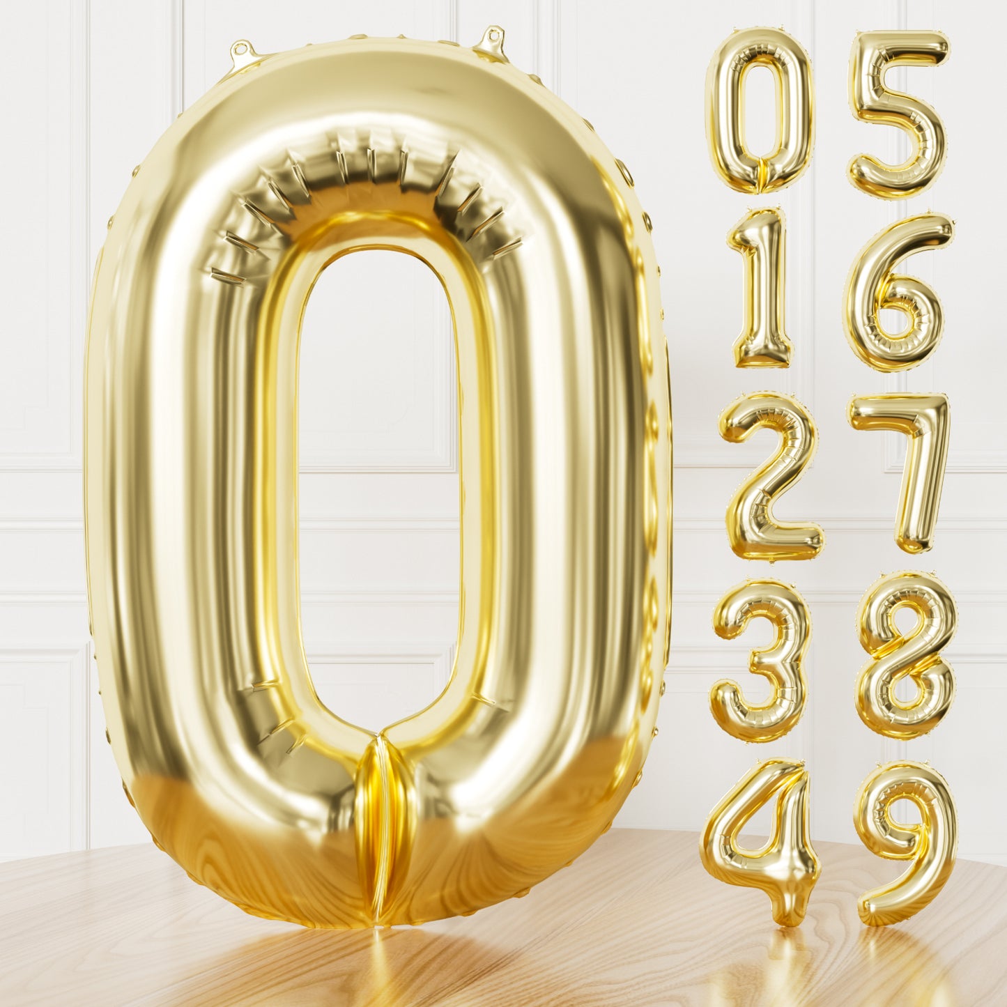 Adeyoo Champagne Gold Number 0 Balloon - 40 Inch Large Self Inflating Foil Digital 0 Balloon, Light Gold Number Balloons 0-9 for Boys Girls Women Men Birthday Anniversary Graduation Party Decorations