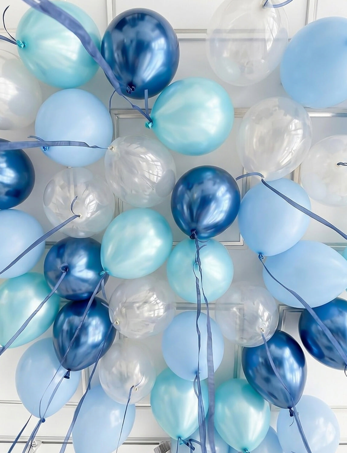 Blue Balloons, 12 Inch Ocean Under The Sea Balloon for Mermaid Decor 50 Pcs Teal Baby Blue and Clear Balloons, Metallic Blue Balloon for Ocean Shark Themed Birthday Baby Shower Party Decoration