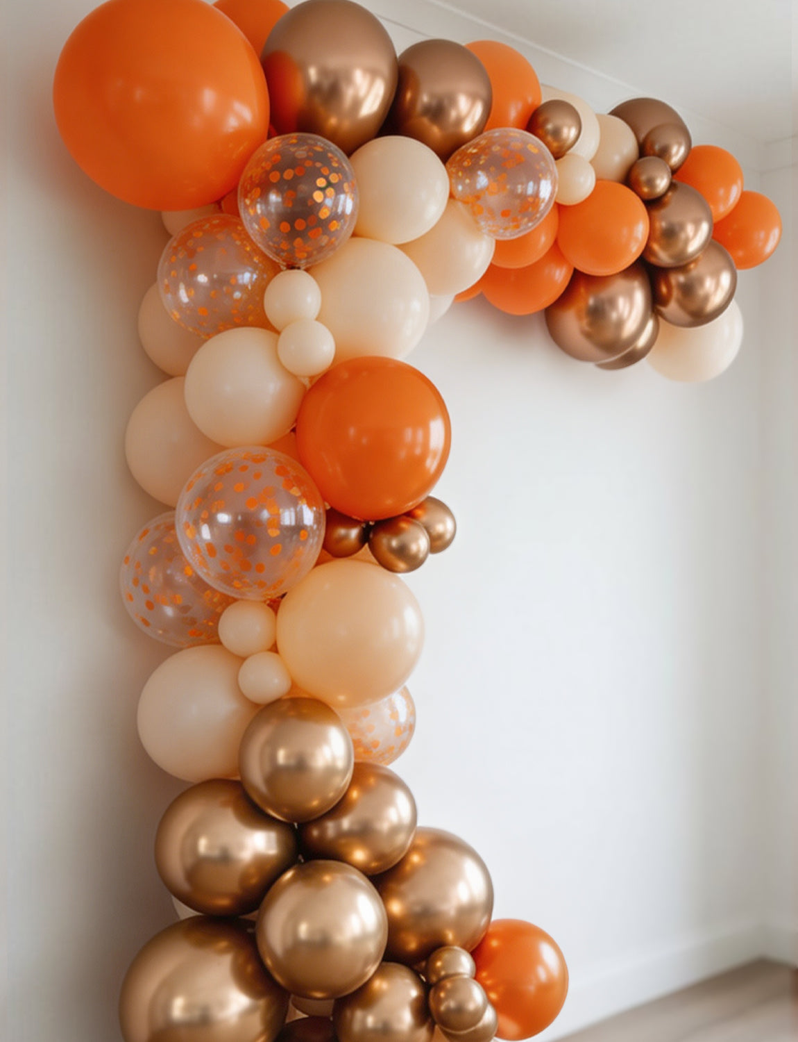 Fall Balloons, 50Pcs Orange White Nude Copper Confetti Balloons | 12 Inch Orange and White Balloons, Nude Copper Balloons for Fall Autumn Harvest Thanksgiving Halloween Party Decorations