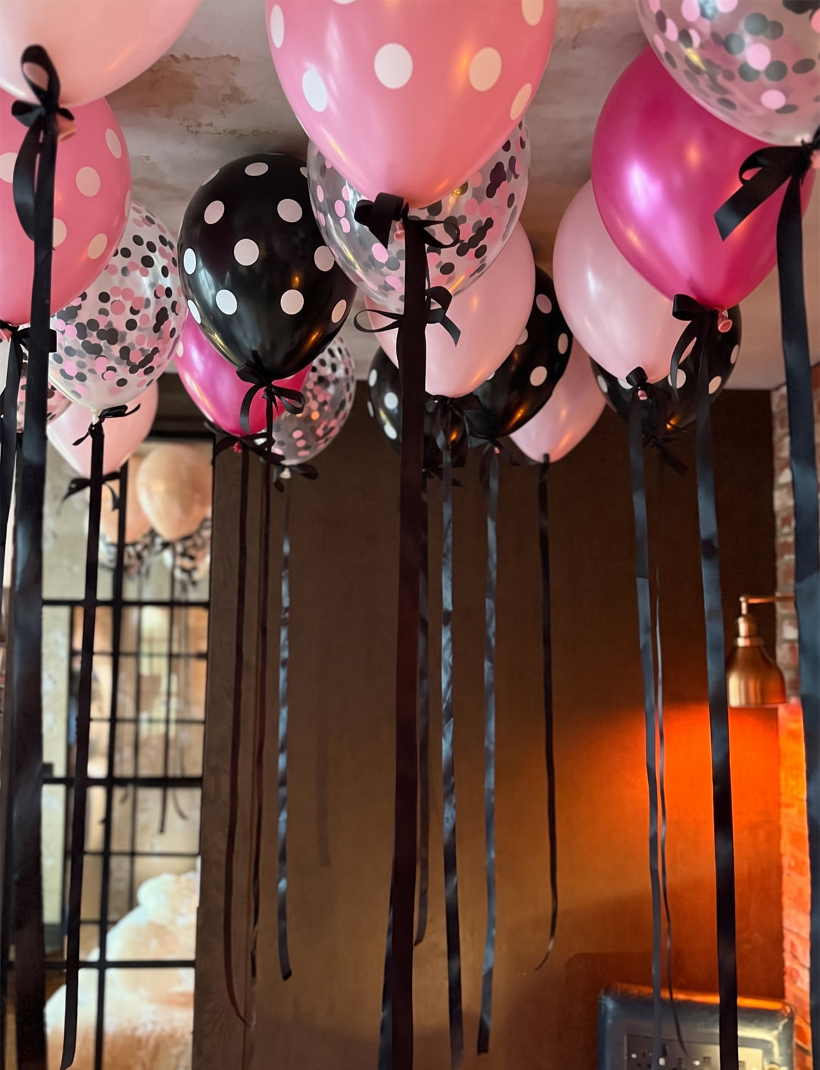 Pink and Black Balloons, 50 PCS 12 Inch Black Pink Polka Dot Balloon Baby Pink Balloons, Pearl Hot Pink and Pink Black Confetti Balloons for Girls Mouse Theme Birthday Baby Shower Party Decor