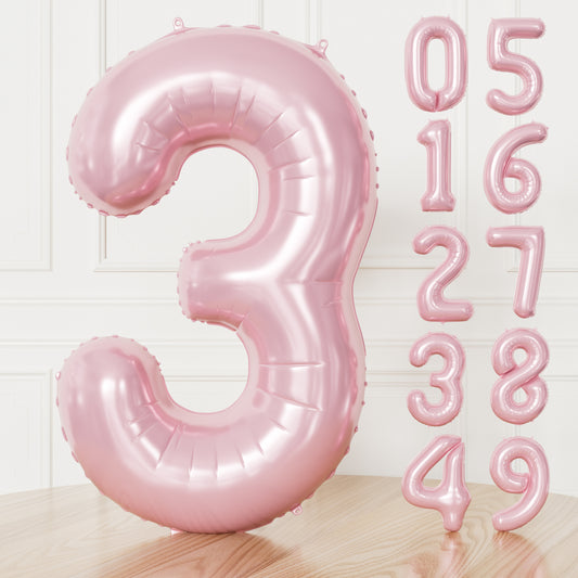 Adeyoo Pink Number 3 Balloons – 40 Inch Giant Foil Number Balloon, Light Pink Number Balloon for Girls Birthday, Baby Shower & Princess Theme Party Decorations
