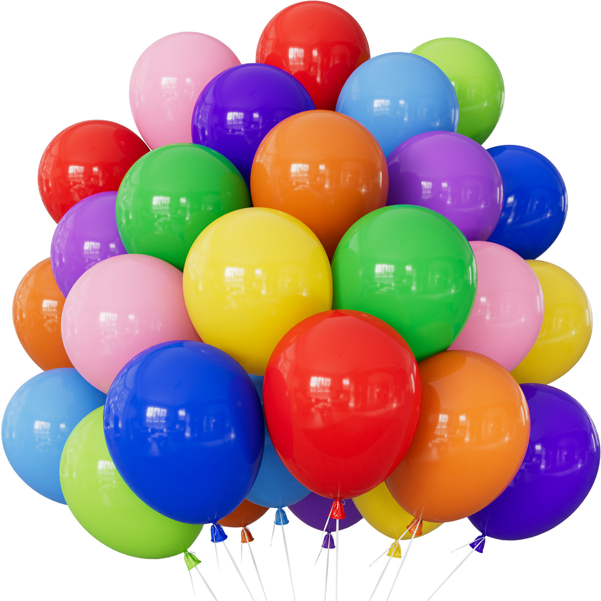 Assorted Rainbow Balloons - 12Inch Colourful Latex Balloon for Party 50Pcs Multicoloured Balloons in 10 Colours for Birthday Baby Shower Wedding Carnival Circus Rainbow Theme Party Decorations