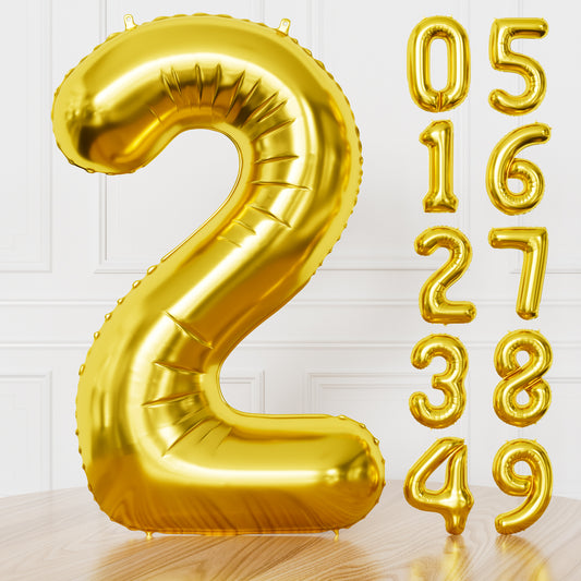 Gold Number 2 Balloon – 40 Inch Giant Foil Number Balloon, Gold Number Balloons for Men Women Boys Girls Birthday Graduation Anniversary Party Decorations