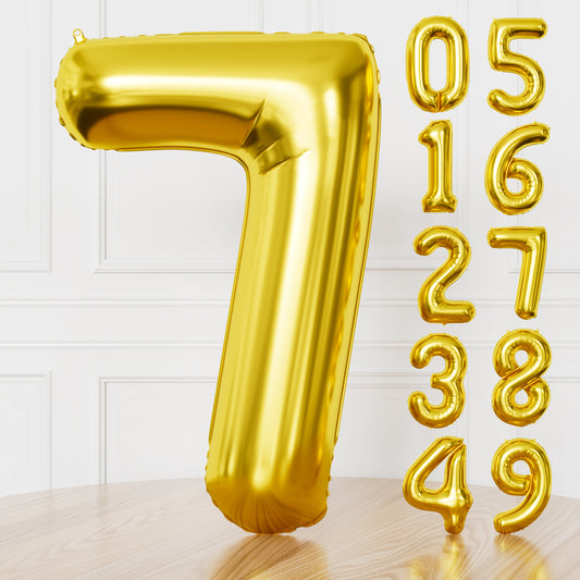 Gold Number 7 Balloon – 40 Inch Giant Foil Number Balloon, Gold Number Balloons for Men Women Boys Girls Birthday Graduation Anniversary Party Decorations