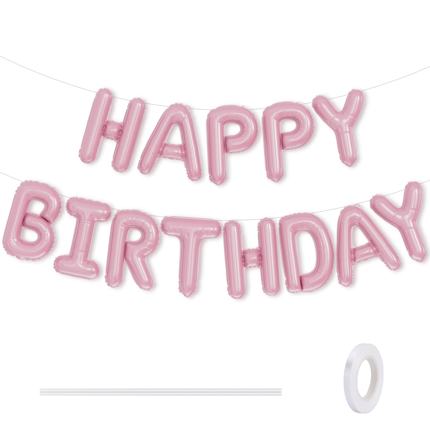 Adeyoo Pink Happy Birthday Balloons Banner - 16 Inch Pink Happy Birthday Foil Balloon Big Letter Balloons Self Inflating Hbd Sign Balloon for Girls Women Princess Boys Men Birth Party Decorations