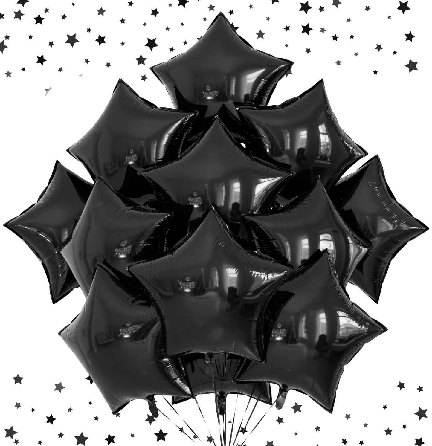 20 Pcs Black Star Balloons Set,18 inch Star Foil Balloons Large Star Shaped Balloons Mylar Balloons Helium Balloons for Halloween Birthday Anniversary Wedding Party Decorations